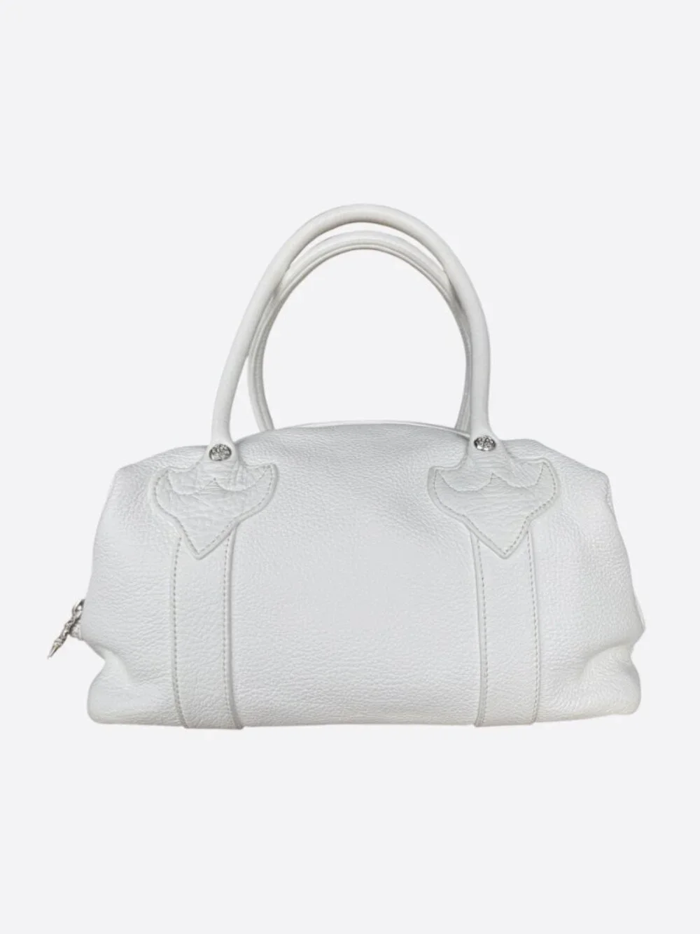 Chrome Hearts White Leather Cross Bag